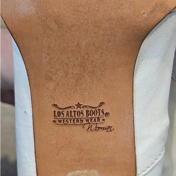 Los Altos Boots Women's Western Wear White Leather Snake Skin Boot 26.5 / US 9.5 - Picture 6 of 9